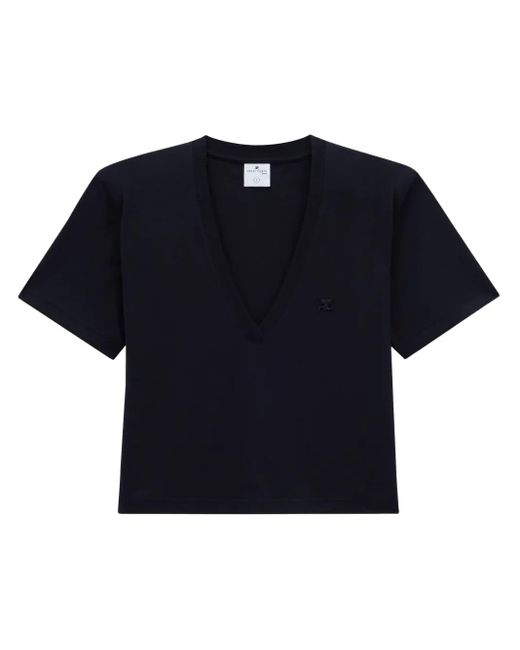 Courreges Blue T-Shirt With Logo Application