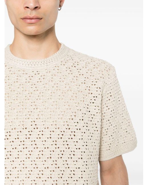 Short-sleeve knitted T-shirt Bottega Veneta pour homme en coloris Natural