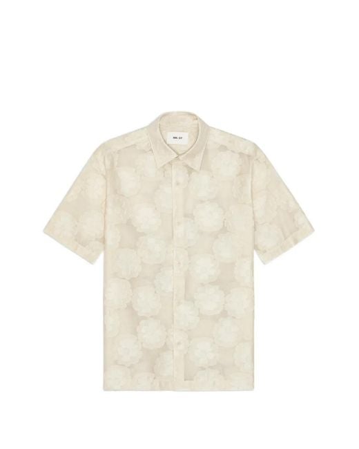NN07 White Floral-Embroidered Short-Sleeve Shirt for men
