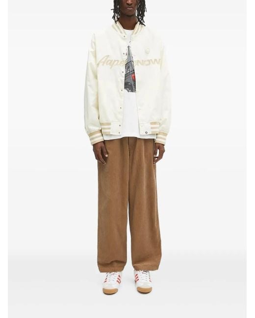 Aape By A Bathing Ape White Ape Now Embroidered Bomber Jacket for men