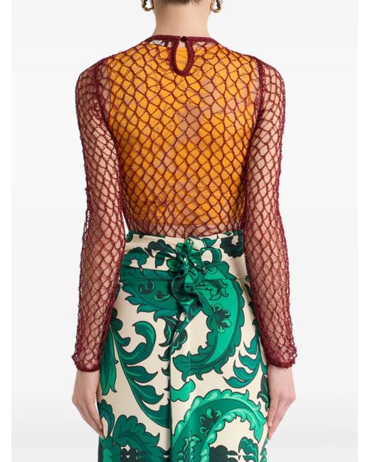 Etro Orange Open-Knit Sweater