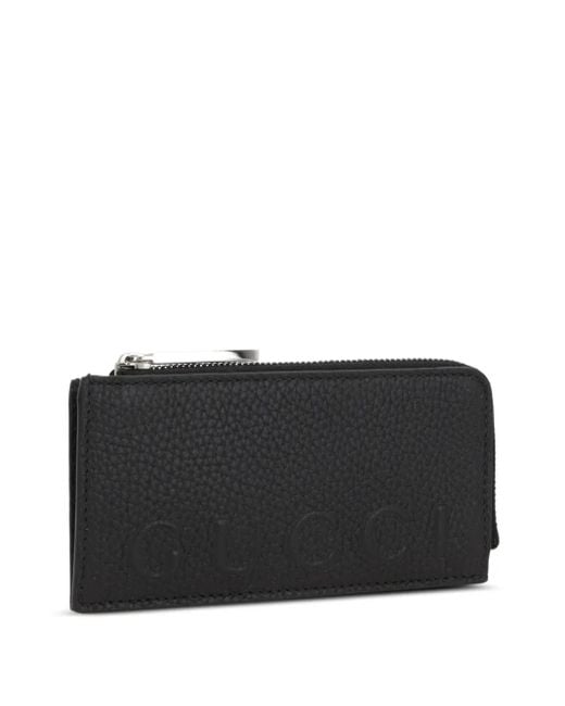 Gucci Black Zip Card Case With Logo, Leather for men