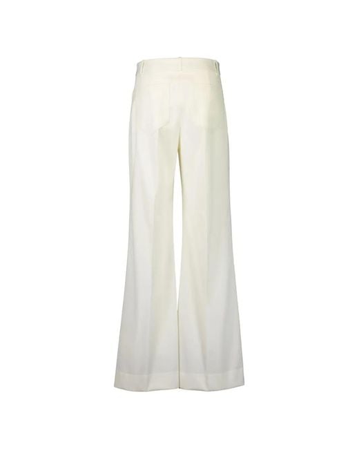 Victoria Beckham White Alina Wide-Leg Trousers