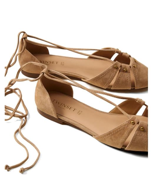 Twinset White Suede Ballet Flats