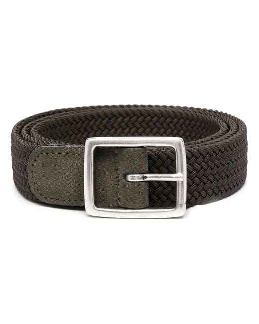 Dell'Oglio Black Mastic Elasticated Suede Belt for men