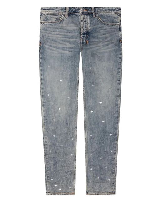 Ksubi Blue Van Winkle Cross-Embellished Denim Jeans for men
