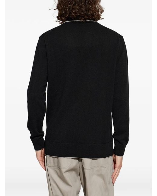 Eleventy Black Contrast-Trim Roll-Neck Sweater for men