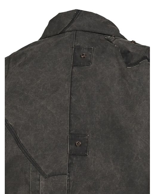 UNDER THE SIGN Black Patchwork Waxed Cotton Jacket for men