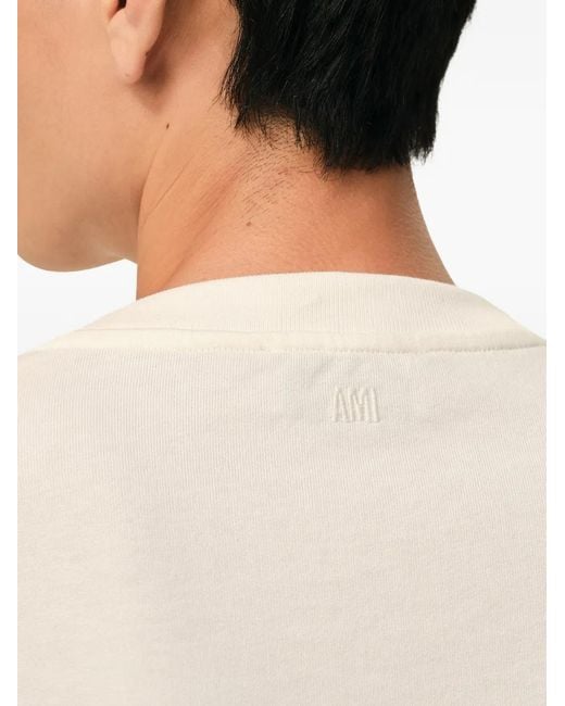 AMI White Big "Ami De Coeur" Embossed Tshirt