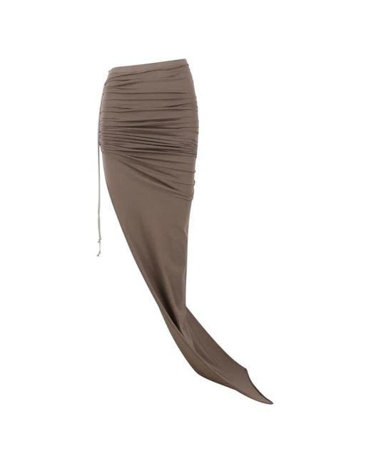 Rick Owens Brown Draped Drawstring Skirt