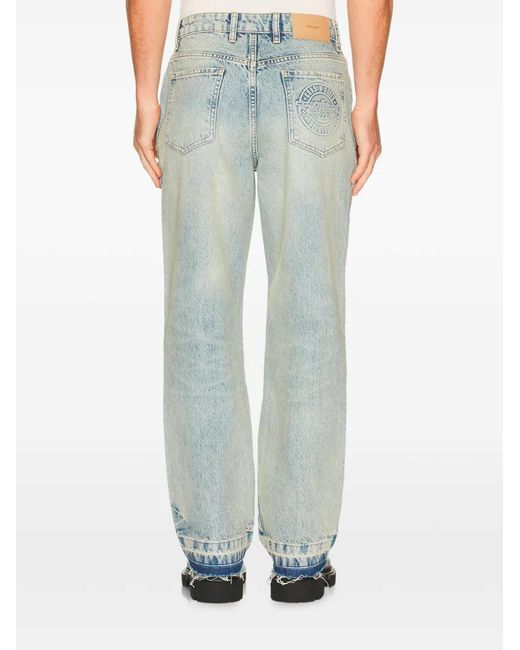 Represent Blue Stud-Embellished Distressed Jeans for men