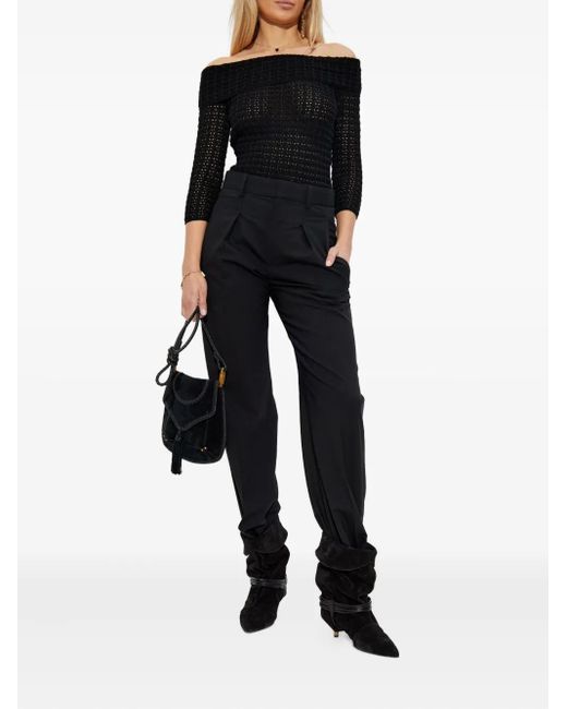 Isabel Marant Black Off-Shoulder Knitted Top