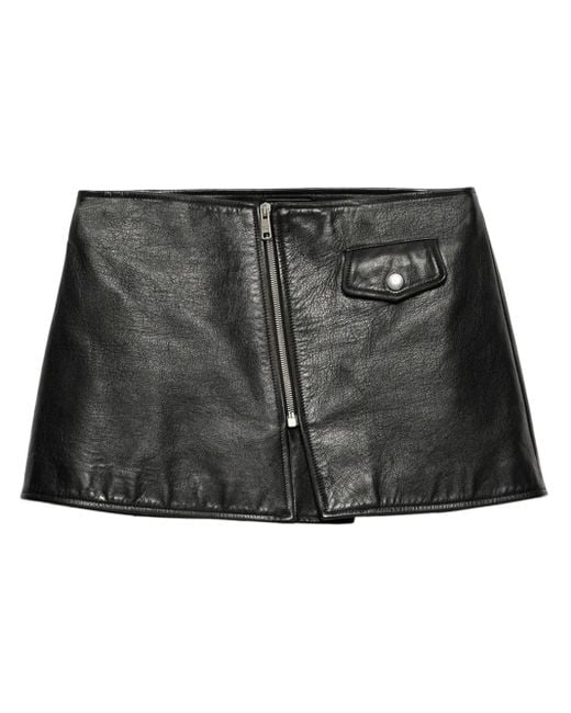 Prada Black Leather Mini Skirt