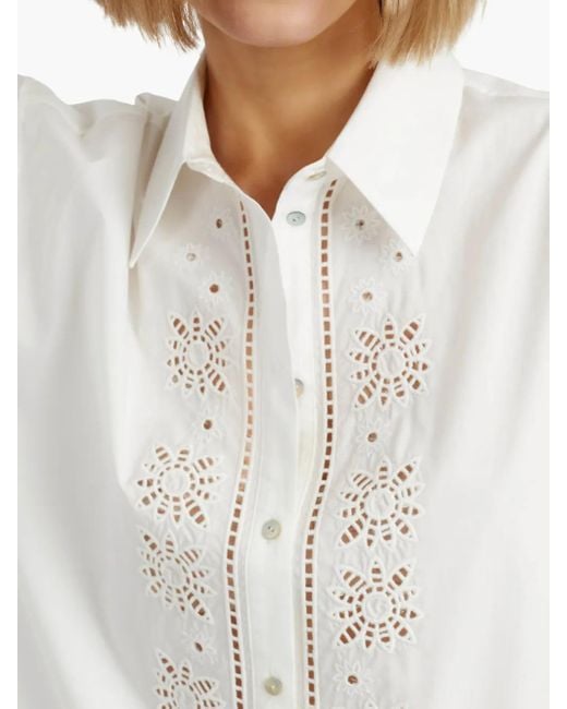 Chinti & Parker White Broderie-Anglaise Shirt Dress
