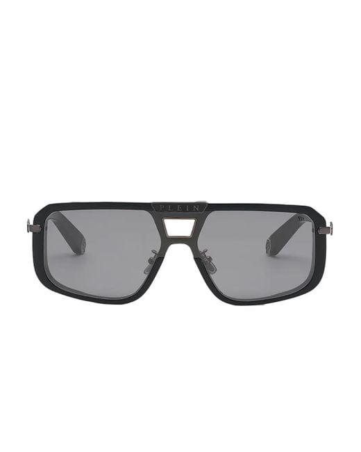 Philipp Plein Gray Shield-Frame Sunglasses for men