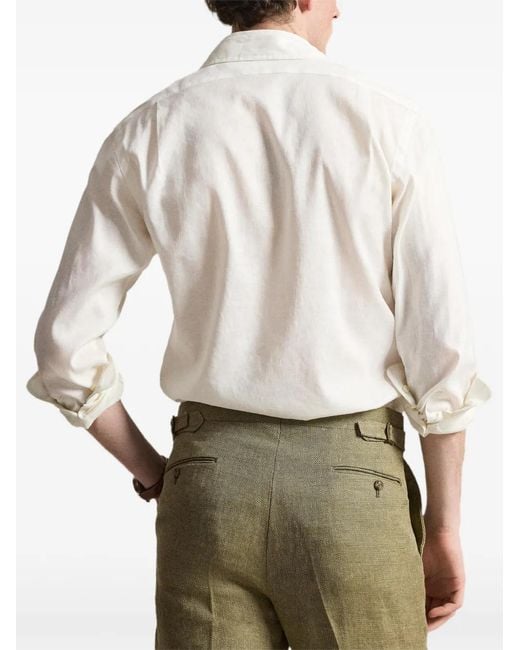 Polo Ralph Lauren White Polo Pony Long-Sleeved Shirt for men