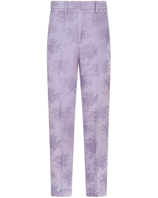 Etro Purple Cropped-Hose aus Jacquard