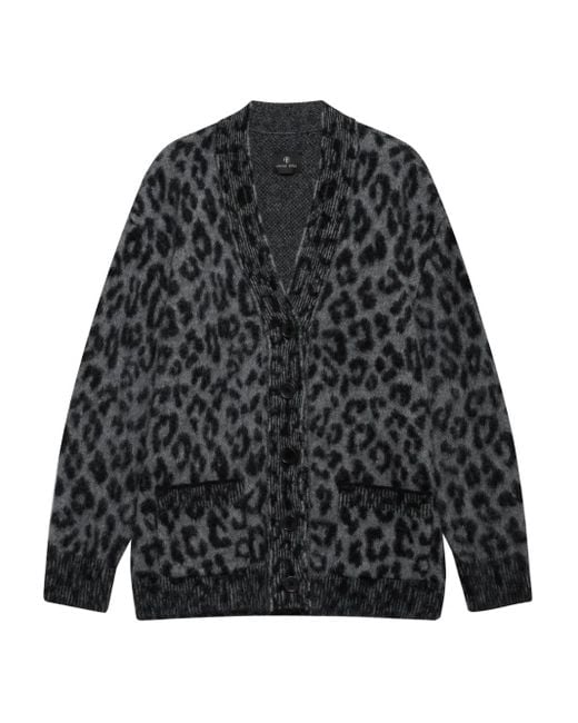 Anine Bing Black Banks Leopard-Print Button Cardigan