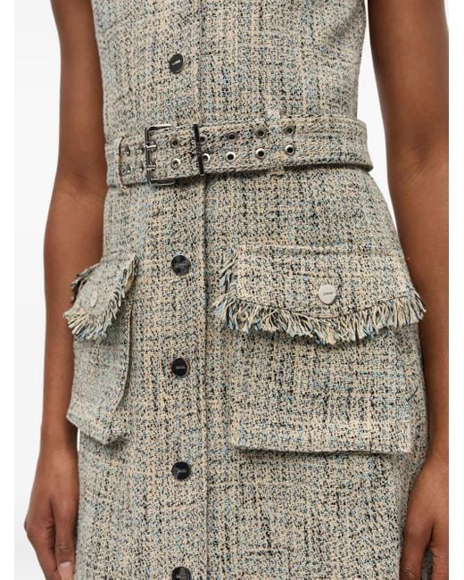 Ganni Natural Robe En Tweed À Coupe Courte