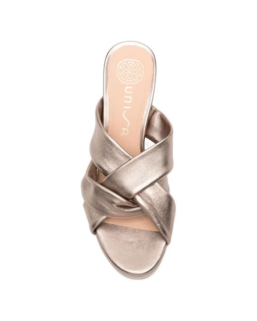Unisa Brown Ocan Woven Platform Leather Sandals