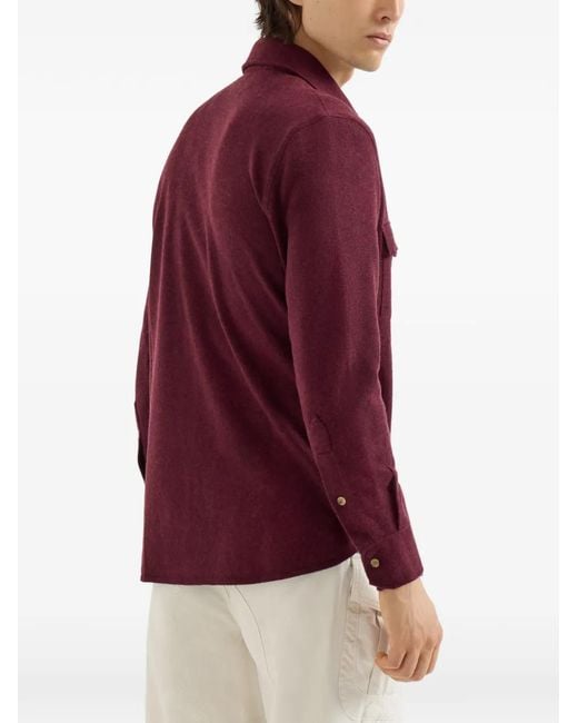 Brunello Cucinelli Purple Virgin Wool, Cashmere And Silk Knit Shirt for men