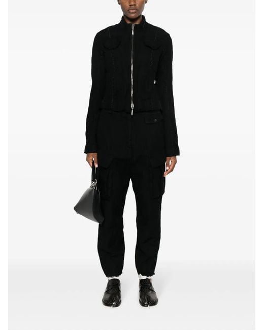 Masnada Black Perforated Cropped Jacket