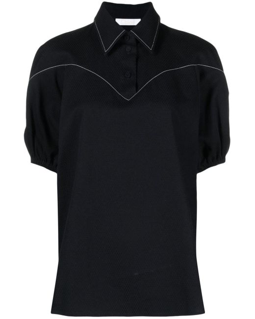 Chloé Black Contrast-stitching Cotton Polo Shirt - Women's - Cotton
