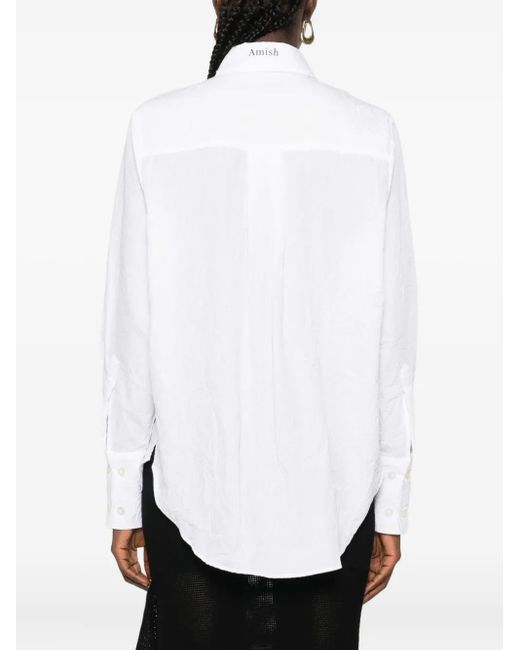 AMISH White Button-Front Pocket Shirt