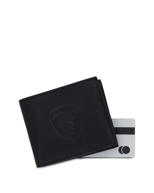 Blauer Black Logo-Embossed Bifold Wallet for men