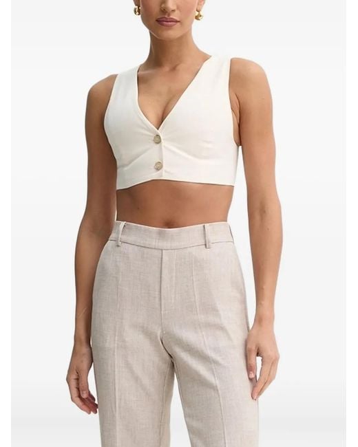 SIMONA CORSELLINI White Button-Fastening Sleeveless Top