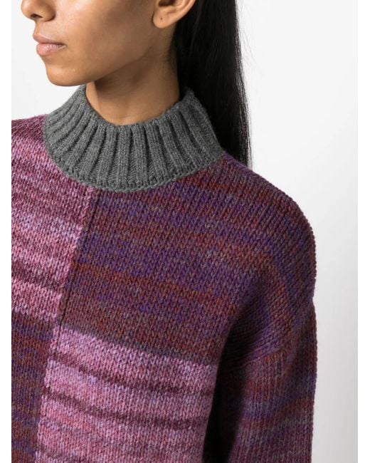 D'Estree Purple Damien Mélange-Effect Knitted Jumper