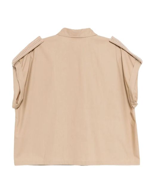 Elie Saab Natural Trim-Embellished Poplin Shirt