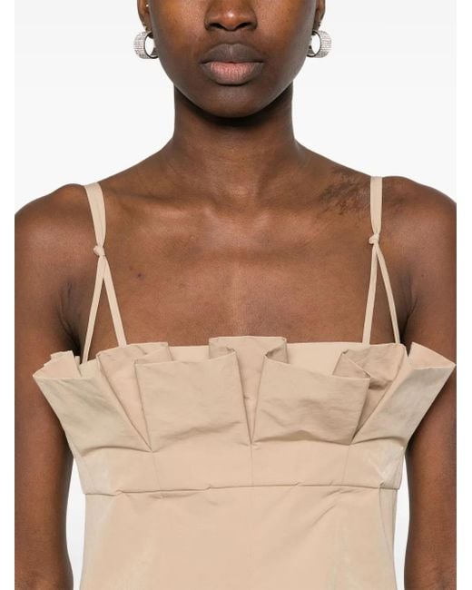 Philosophy Di Lorenzo Serafini Natural Pleat-Detail Midi Dress