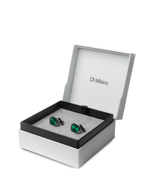 D1 Milano Green Octagonal Sunray-Effect Cufflinks for men