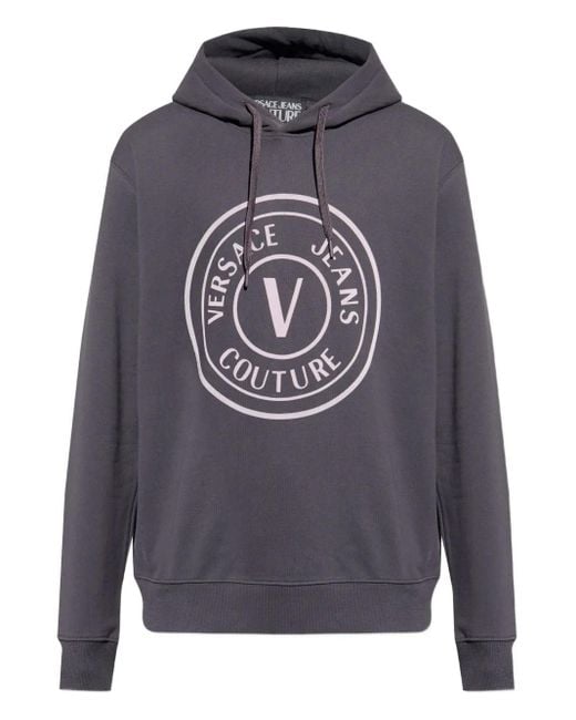 Versace Jeans Couture Gray Logo-Embellished Hoodie for men