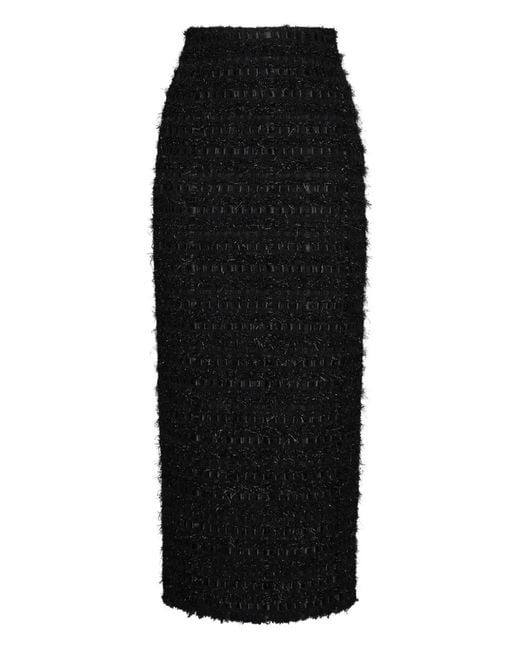 Thom Browne Black Satin Ribbon Frayed Skirt