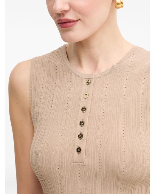MARCIANO BY GUESS Natural Buttoned Ribbed Tank Top