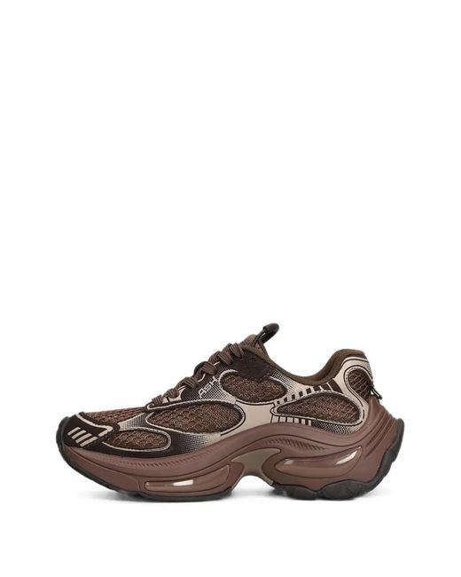 Ash Brown Dragon03 Mesh-Panel Low-Top Sneakers