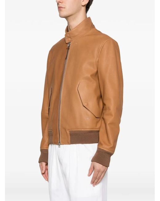 Tom Ford Brown Harrington Logo-Embroidered Jacket for men