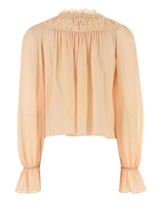 Chloé White Lace-Trimmed Blouse