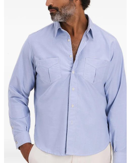 Fortela Blue Osumi Patch-Pocket Oxford Shirt for men