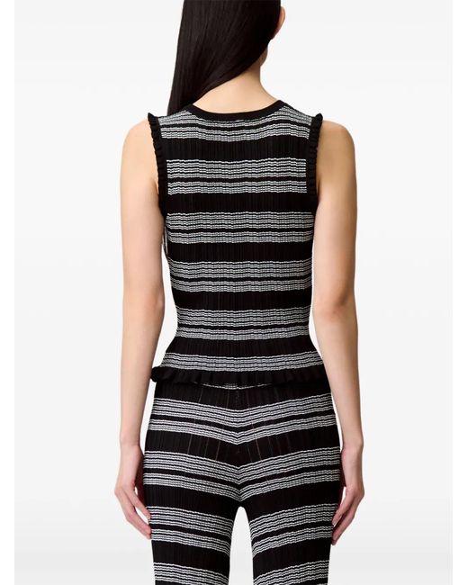 Claudie Pierlot Black Striped Ruffled Knit Top