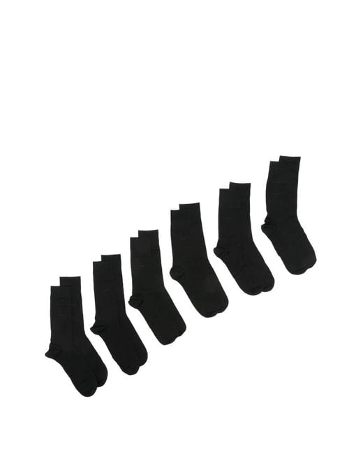CDLP White Lot De Six Paires De Chaussettes Côtelées À Logo Imprimé for men