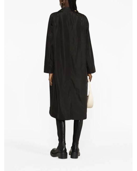 Ganni Black Notched-Lapel Single-Breasted Coat
