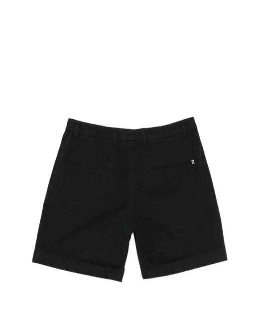 Dondup Black Pleated Cuffed Shorts for men