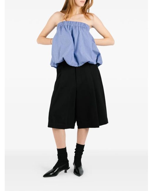 Societe Anonyme Blue Striped Gathered Mini Skirt