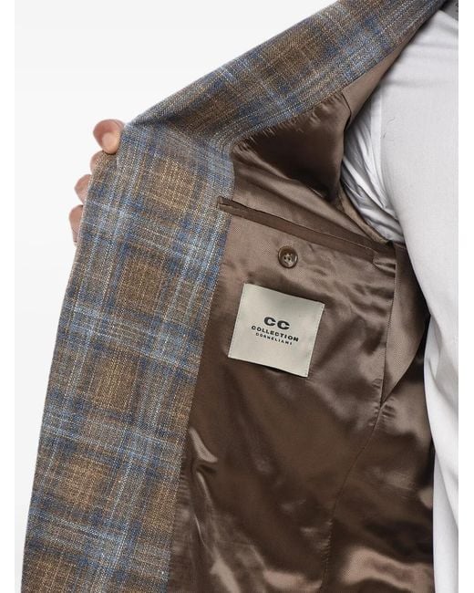 Corneliani Gray Checked Single-Breasted Blazer for men