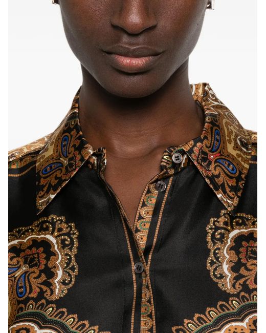 Sandro Brown Pattern Silk Shirt
