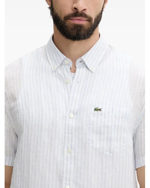 Lacoste Gestreepte Overhemd in het White voor heren