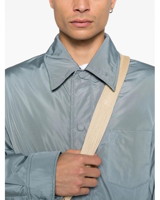 AMI Blue Nylon Overshirt for men